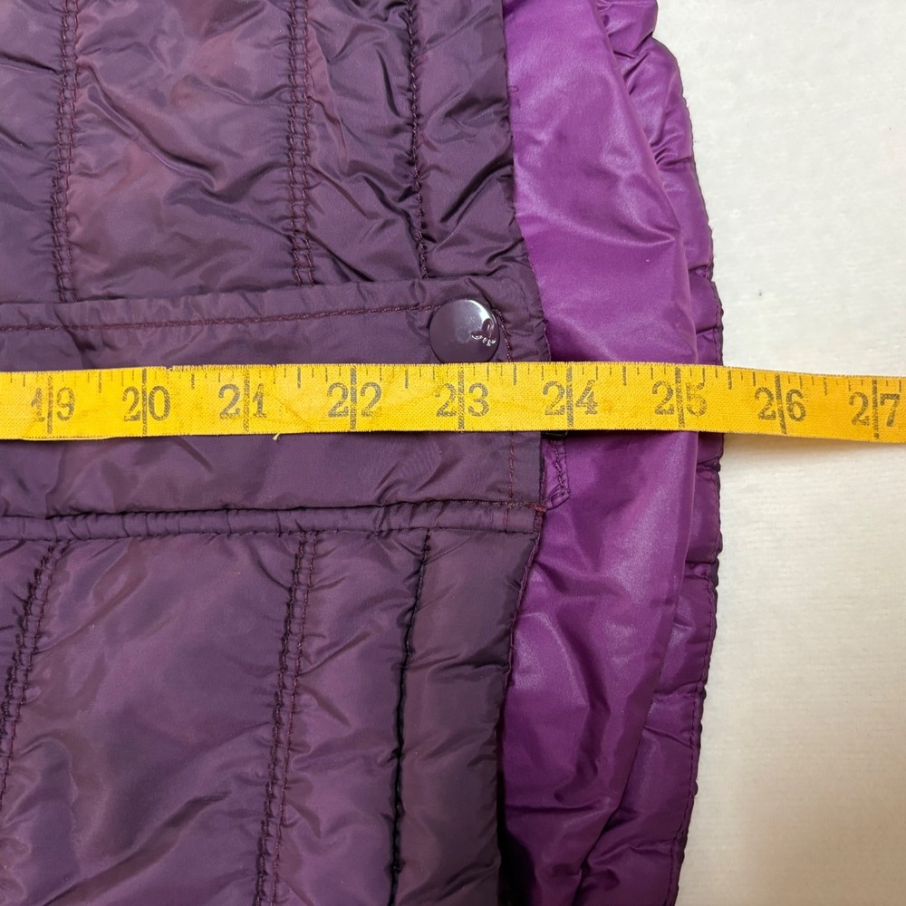 American Eagle Purple Puffer Vest Women Small Hooded Faux Fur Trim Quilted Zip - Picture 6 of 7